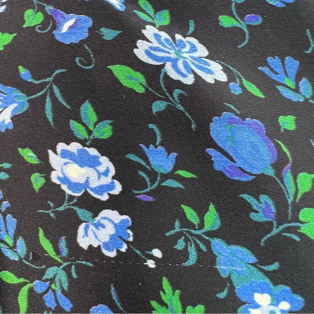 Zara long maxi flowers black Floral Blue Skirt green lace trim bottom hem - Picture 10 of 13